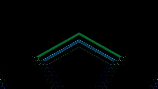 Abstract Stralende Heldere Lijnen Set Golf Kleurrijke Zwarte Achtergrond — Stockvideo