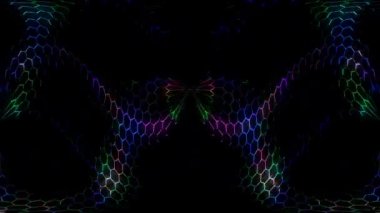 3D soyut parlak çizgiler, dalga, renkli, siyah arkaplan