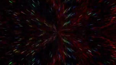 3D shining bright dots set colorful line wave motion, on black background