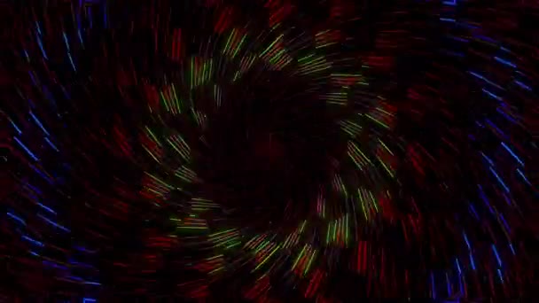 Shining Bright Dots Set Colorful Line Wave Motion Black Background — Stock Video