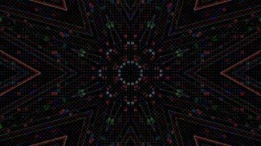 Parlayan güzel soyut bir kaleydoskop, ince hareketleri düzenleyen parlak bir ışık.