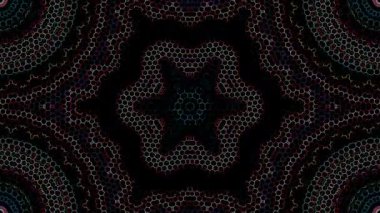 Parlayan güzel soyut bir kaleydoskop, ince hareketleri düzenleyen parlak bir ışık.