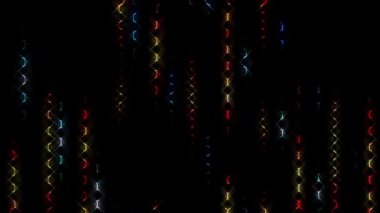 3D shining bright dots set colorful line wave motion, on black background