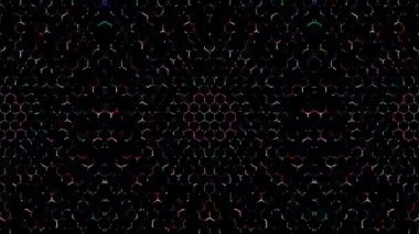 3D animasyon güzel video renkli soyut parlak ışık enerjisi 4K düz çizgi dalgaları merkezde yuvarlak ışık efekti, siyah arkaplan