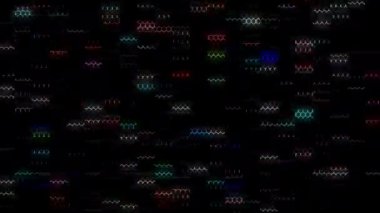 Siyah arkaplandaki renkli çizgilerle ince hareketleri düzenleyen, parıldayan, parlak güzel videolar.