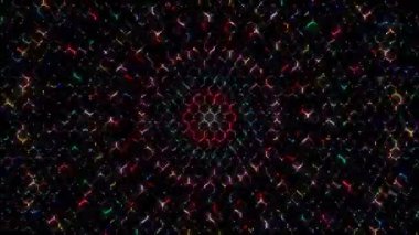 3D animasyon güzel video renkli soyut parlak ışık enerjisi 4K düz çizgi dalgaları merkezde yuvarlak ışık efekti, siyah arkaplan