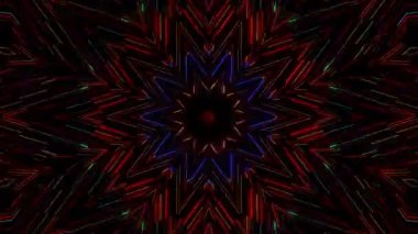 3D animasyon güzel video renkli soyut parlak ışık enerjisi 4K düz çizgi dalgaları merkezde yuvarlak ışık efekti, siyah arkaplan