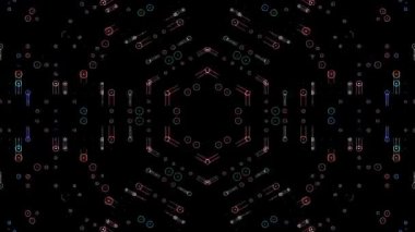 3D soyut parlak çizgiler, dalga, renkli, siyah arkaplan