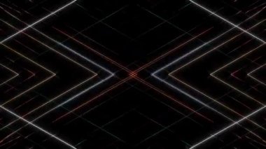 3D soyut parlak çizgiler, dalga, renkli, siyah arkaplan