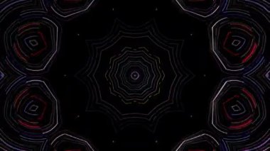 Soyut Kaleydoskop deseni tam renklerle. Sihirli mandala. 4k