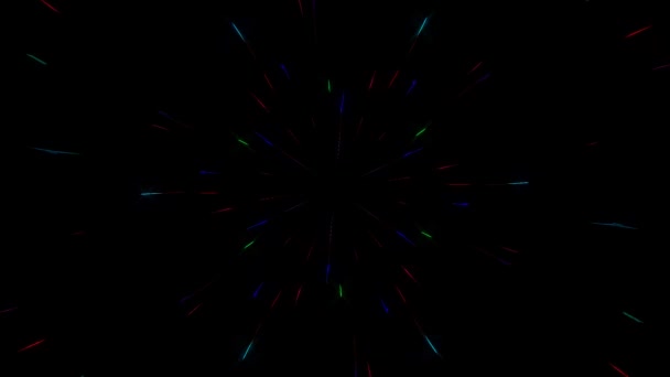 Shining Bright Dots Set Colorful Line Wave Motion Black Background — ストック動画