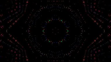 3D animasyon güzel video renkli soyut parlak ışık enerjisi 4K düz çizgi dalgaları merkezde yuvarlak ışık efekti, siyah arkaplan