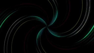 güzel renkli video soyut parlak ışık enerjisi 4K düz çizgi dalgaları siyah arkaplan üzerinde parıldayan ışık etkisi