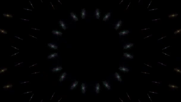 Animação Abstrata Linhas Curvas Fundo Preto Formam Caleidoscópio Luzes Azuis — Vídeo de Stock