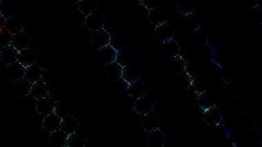 3D soyut parlak çizgiler, dalga, renkli, siyah arkaplan