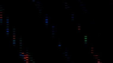 3D shining bright dots set colorful line wave motion, on black background