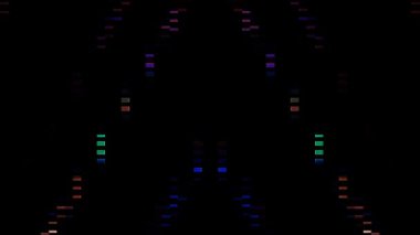 3D shining bright dots set colorful line wave motion, on black background