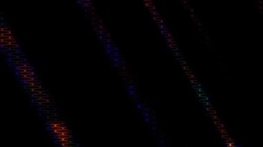 3D shining bright dots set colorful line wave motion, on black background