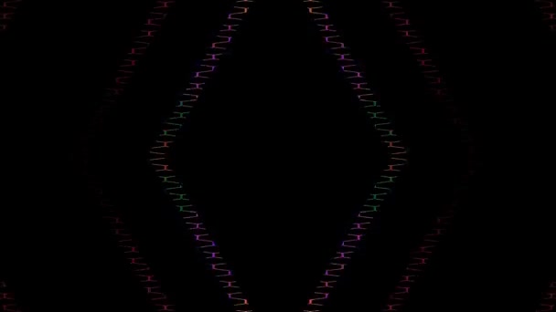 Shining Bright Dots Set Colorful Line Wave Motion Black Background — Vídeo de stock