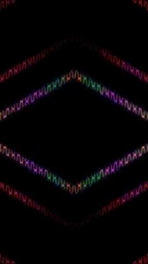 3D shining bright dots set colorful line wave motion, on black background