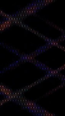 3D shining bright dots set colorful line wave motion, on black background