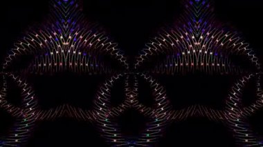 3D shining bright dots set colorful line wave motion, on black background