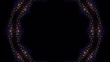 3D shining bright dots set colorful line wave motion, on black background