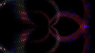 3D shining bright dots set colorful line wave motion, on black background