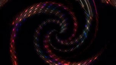3D shining bright dots set colorful line wave motion, on black background