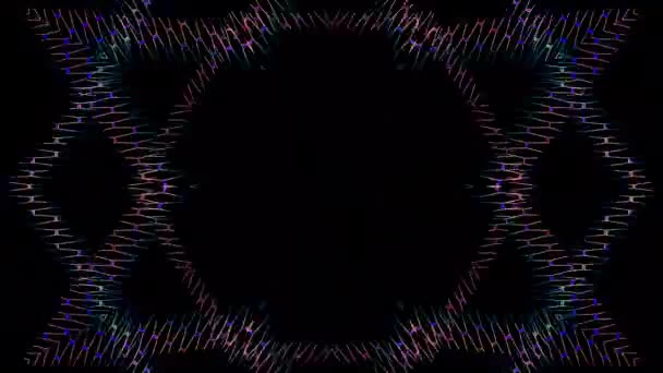 Блискучі Яскраві Точки Встановлюють Кольоровий Рух Хвилі Лінії Чорному Тлі — стокове відео