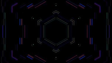 3D soyut parlak çizgiler, dalga, renkli, siyah arkaplan