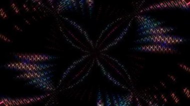 3D soyut parlak çizgiler, dalga, renkli, siyah arkaplan