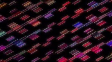 3D soyut parlak çizgiler, dalga, renkli, siyah arkaplan