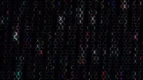 Абстракция Сияющие Яркие Линии Установить Волну Красочные Черный Фон — стоковое видео