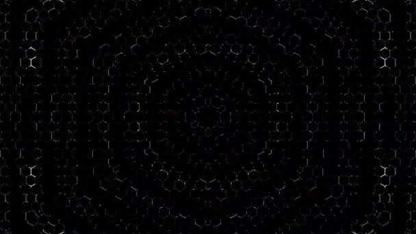 Анімований Цифровий Абстракт Барвисті Вигнуті Круглі Лінії Чорному Тлі Безшовна — стокове відео