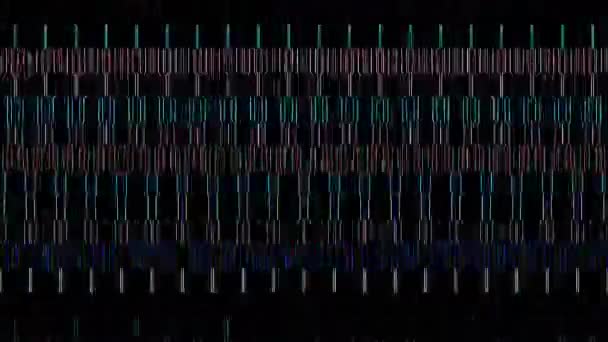 Блискучі Яскраві Лінії Встановлюють Рух Хвилі Барвисті Чорному Тлі — стокове відео