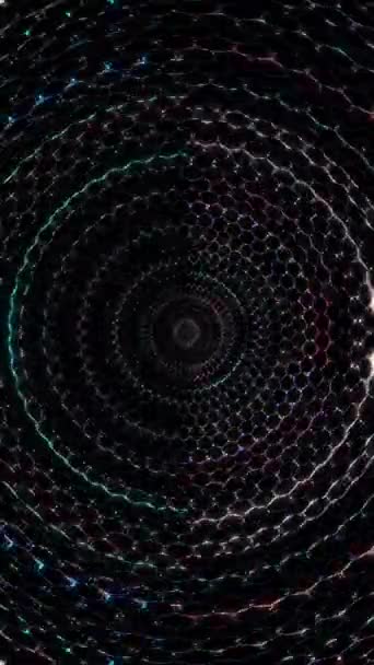 배경에 줄무늬가 거리는 점들이 동그라미를 애니메이션 — 비디오