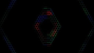 3D soyut parlak çizgiler, dalga, renkli, siyah arkaplan