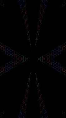 3D soyut parlak çizgiler, dalga, renkli, siyah arkaplan