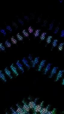 3D soyut parlak çizgiler, dalga, renkli, siyah arkaplan