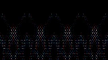 3D shining bright dots set colorful line wave motion, on black background