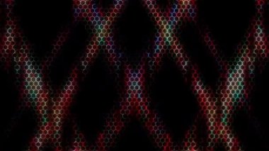 3D shining bright dots set colorful line wave motion, on black background