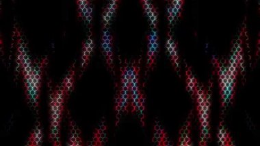 3D shining bright dots set colorful line wave motion, on black background