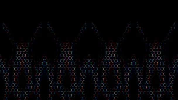 Shining Bright Dots Set Colorful Line Wave Motion Black Background — Vídeo de stock