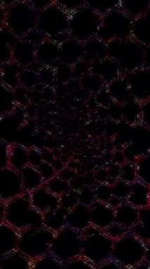 3D shining bright dots set colorful line wave motion, on black background