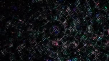 Soyut arka plan hareket eden çizgiler ve parlayan ışık noktaları. Çemberlerle canlandırma