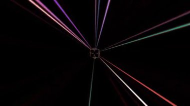 3D soyut parlak çizgiler, dalga, renkli, siyah arkaplan