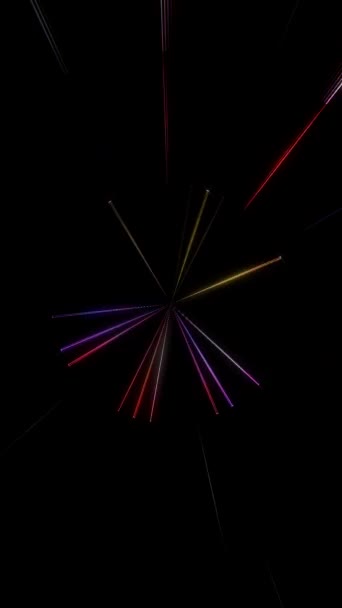 Abstract Shining Bright Lines Set Wave Colorful Black Background – Stock-video
