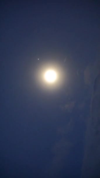 Πορτρέτο Βίντεο Φυσικό Τοπίο Σαφή Σκηνή Νύχτα Φεγγάρι Και Αστέρια — Αρχείο Βίντεο
