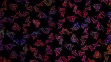 3D soyut parlak çizgiler, dalga, renkli, siyah arkaplan